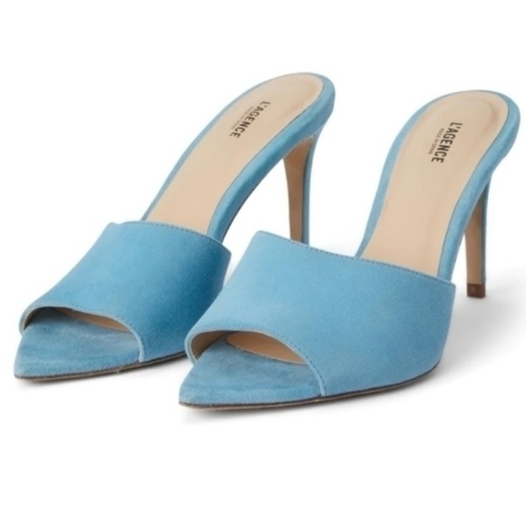 L'AGENCE  LOLITA OPEN TOE MULES‎  OCEAN SUEDE - Picture 2 of 12